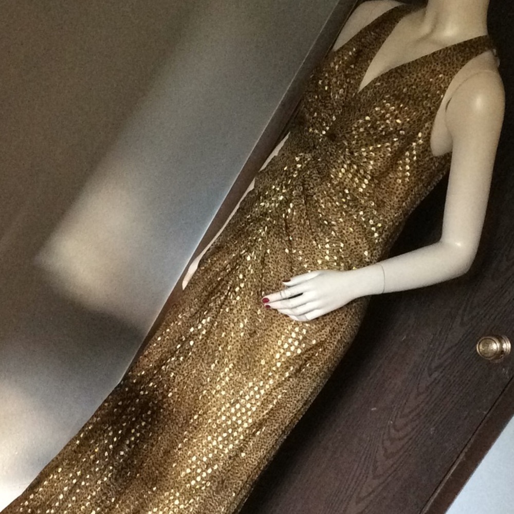 Silk and golden metallic dress